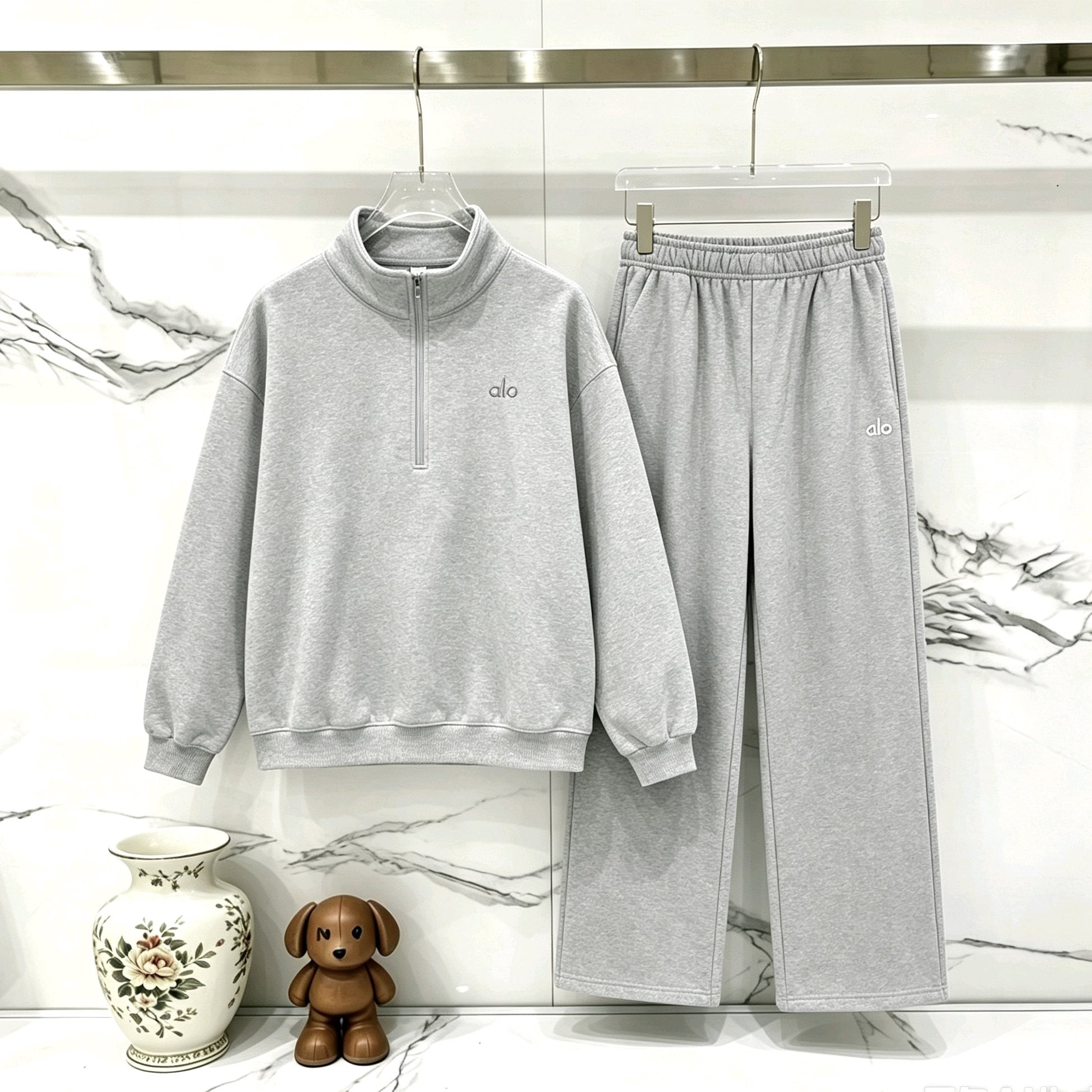 alo K503 Half-Zip Sweatshirt & Sweatpants Matching Set – The