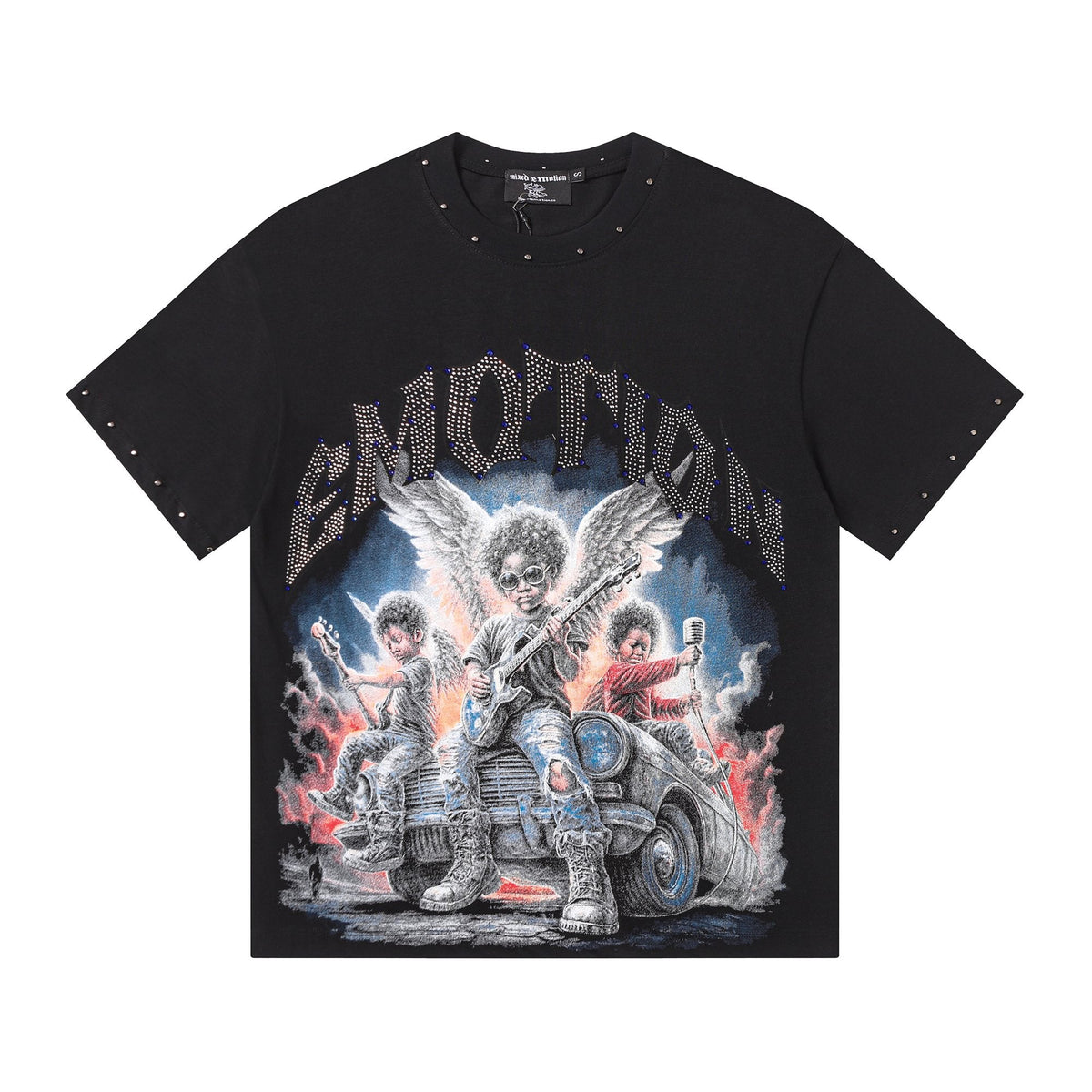 MIXED EMOTION Studded Angel Graphic T-Shirt — hero