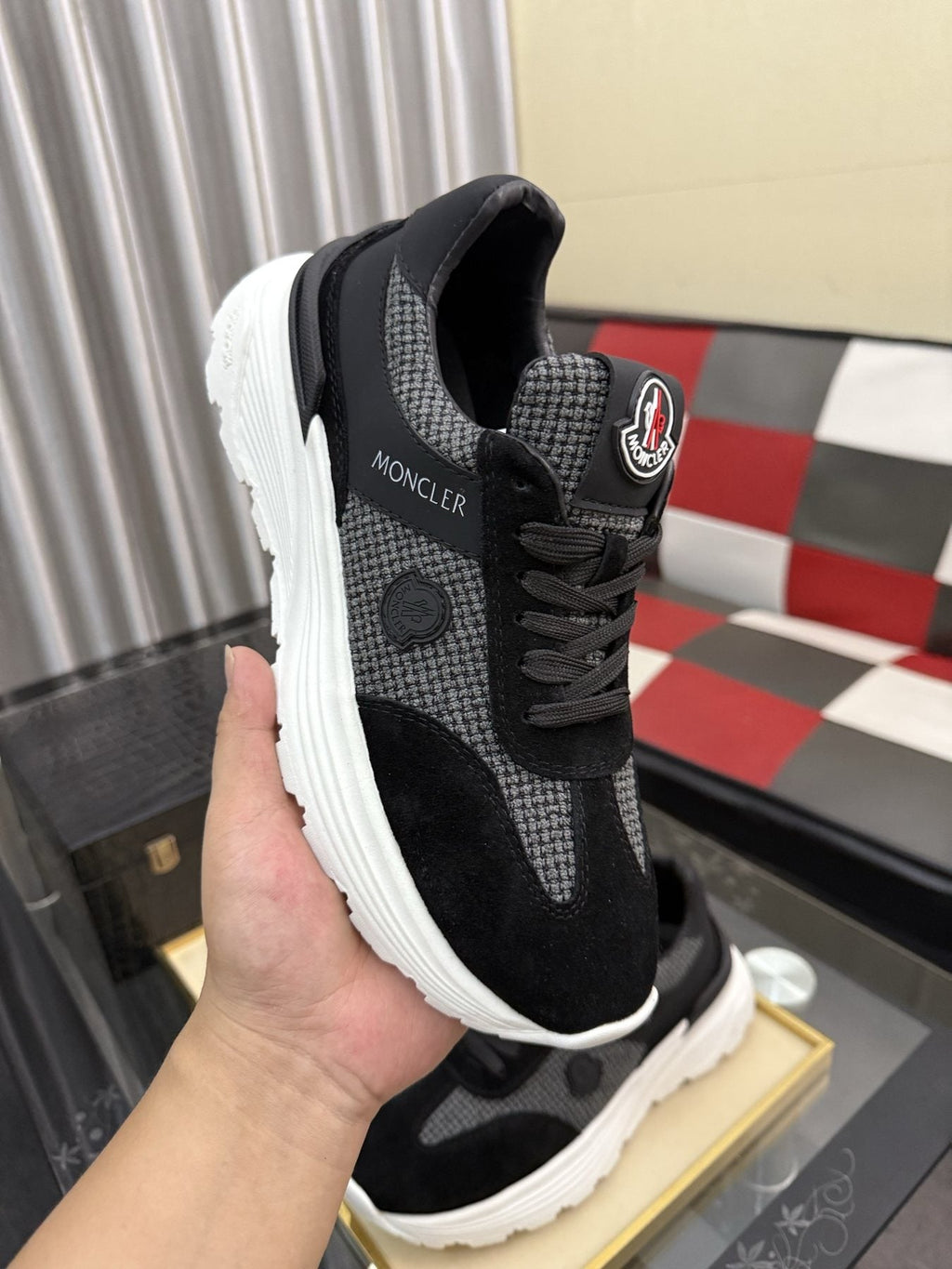 Moncler Mesh-Panel Chunky Sole Sneakers — model