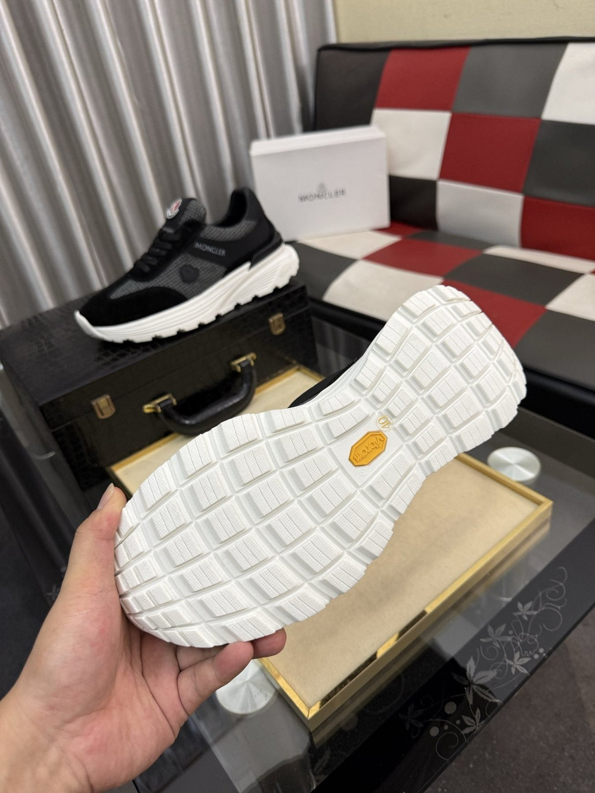 Moncler Mesh-Panel Chunky Sole Sneakers — detail