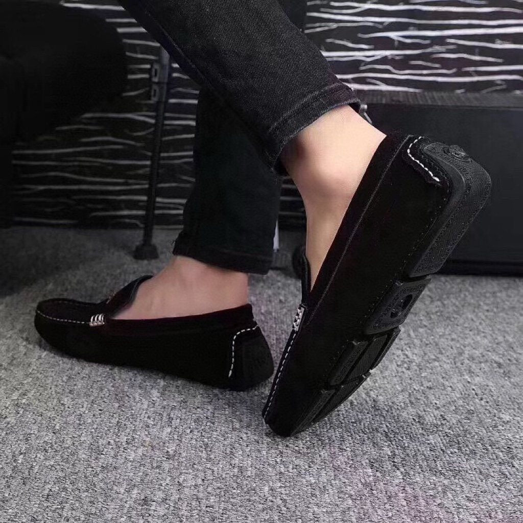 Versace Black Loafers with Gold Embroidery — model