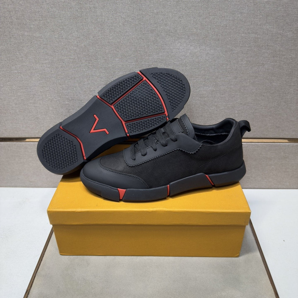 Louis Vuitton Black Low-Top Sneakers with Red Accents — detail