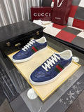 Gucci Navy Stripe Low-Top Sneakers — hero