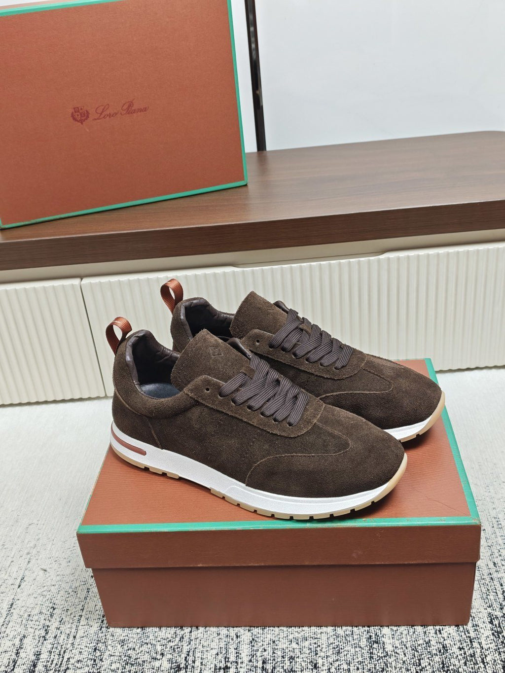 Dark Brown Low-Top Lace-Up Sneakers — front