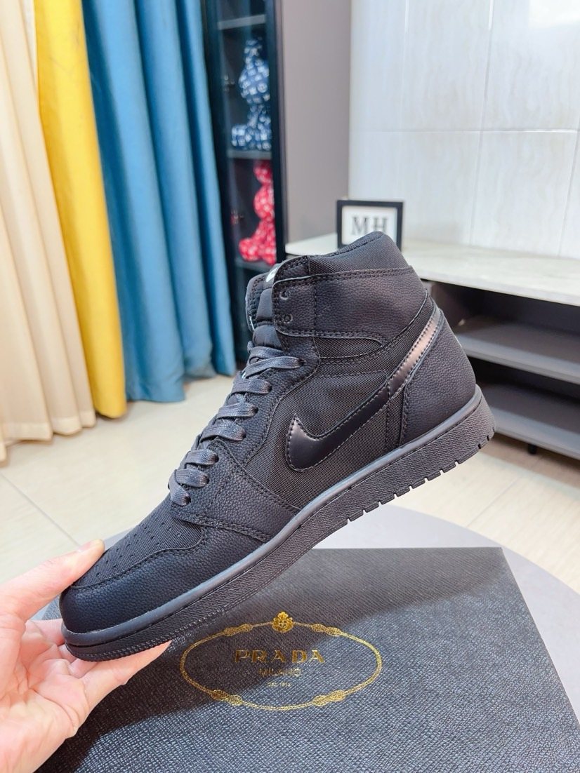 Prada Dark Charcoal High-Top Sneakers — model