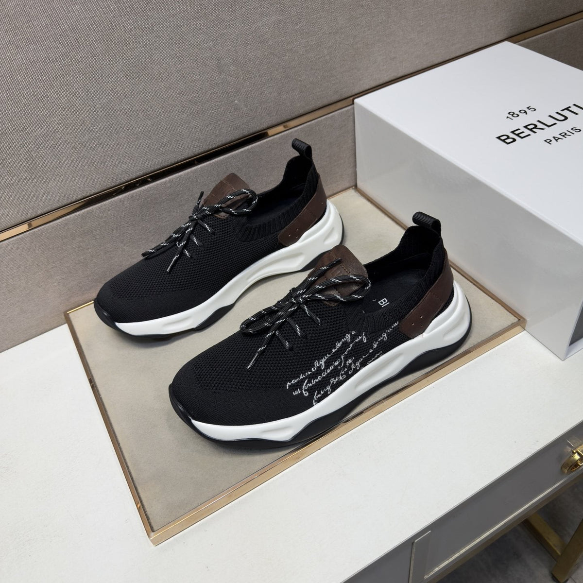 Berluti Black Mesh Lace-Up Sneakers — side