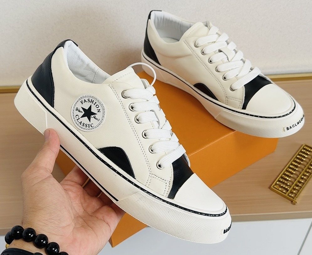 Converse White and Black Low-Top Sneakers — front