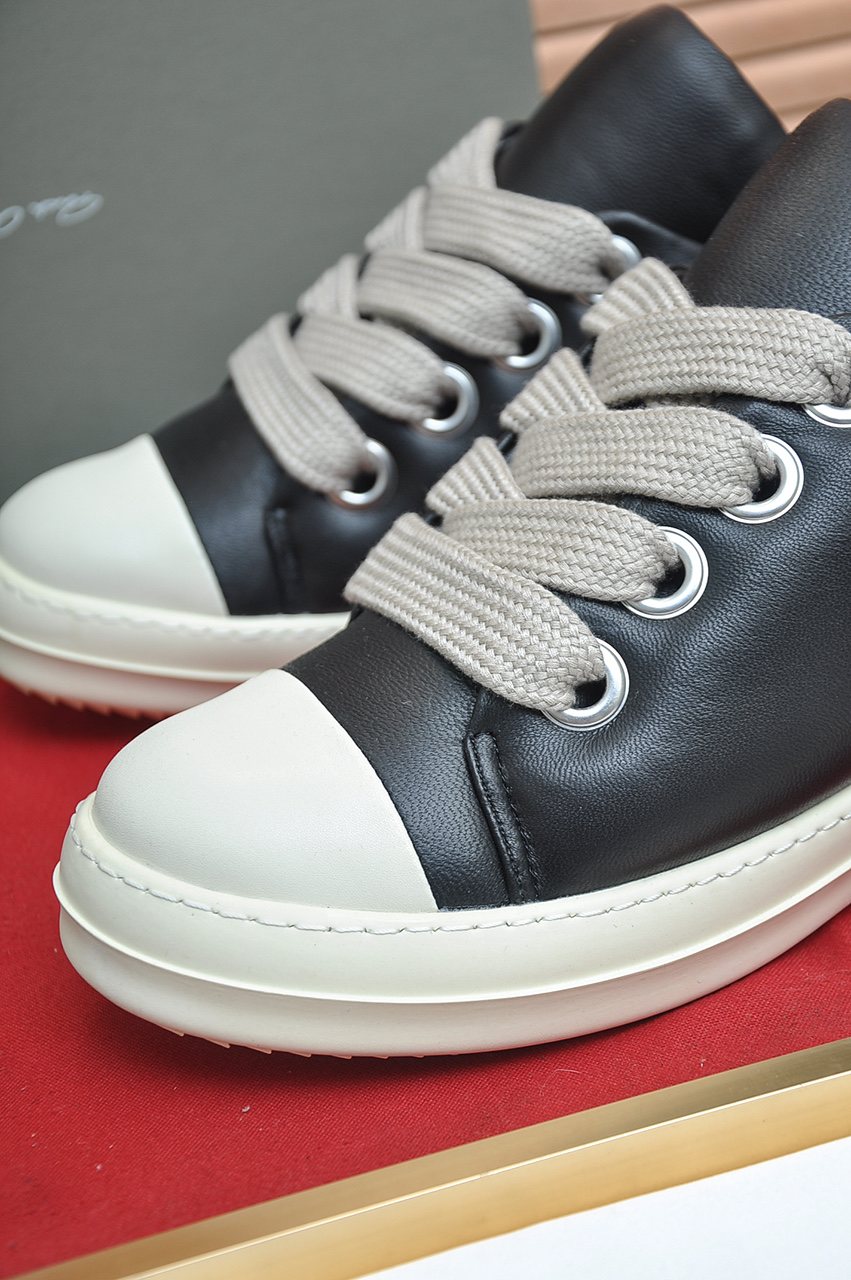 Rick Owens Black Platform Low-Top Sneakers — detail