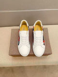 Gucci White Low-Top Sneakers with Black and Red Sides — front