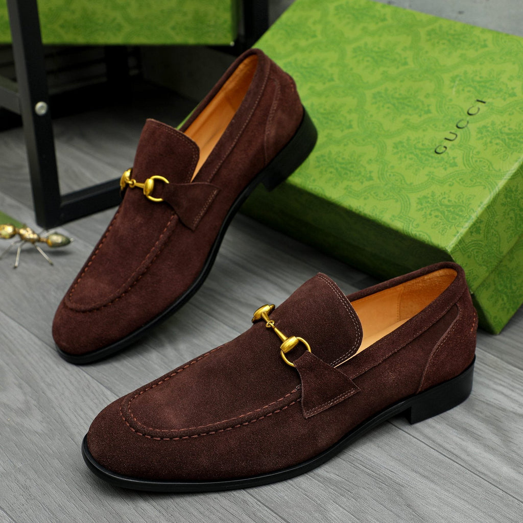 Gucci Dark Brown Horsebit Loafers — front