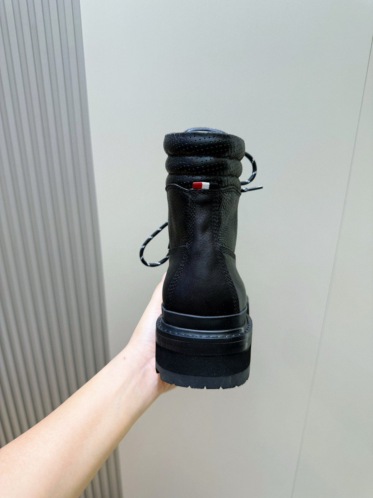 Moncler Black Lug-Sole Lace-Up Boots — back