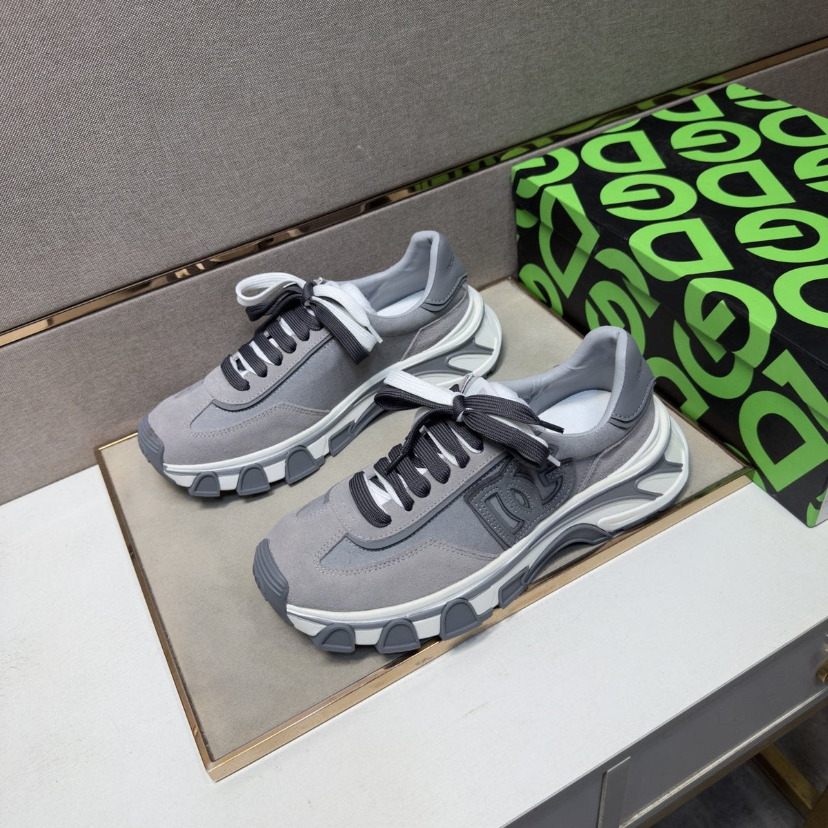 Dolce & Gabbana Gray Paneled Sneakers — hero