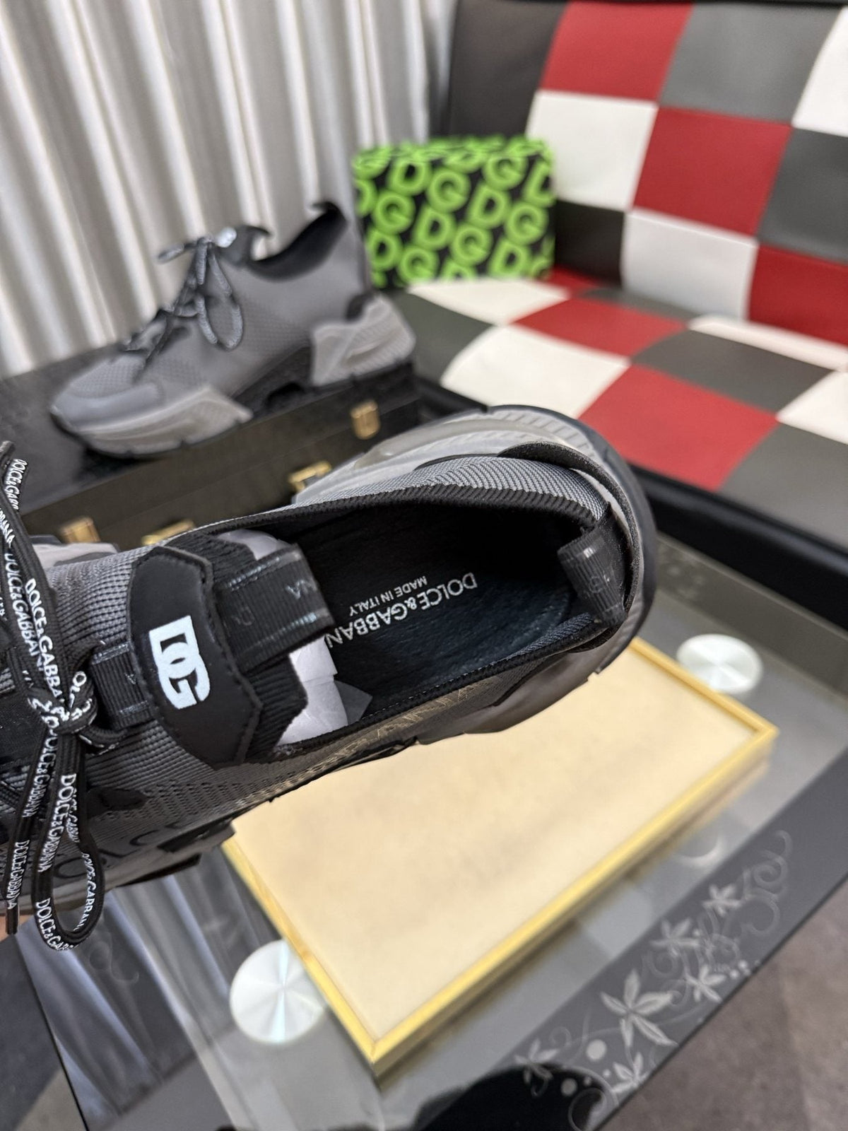 Dolce & Gabbana Gray and Black Chunky Sneakers — detail