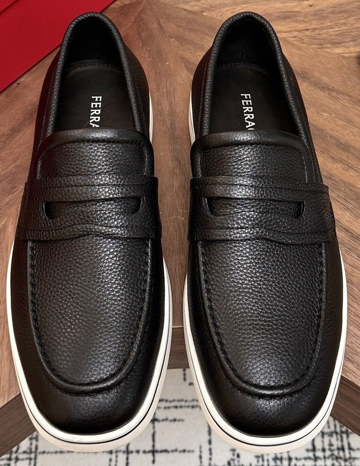 Salvatore Ferragamo Black Loafers with White Soles — hero