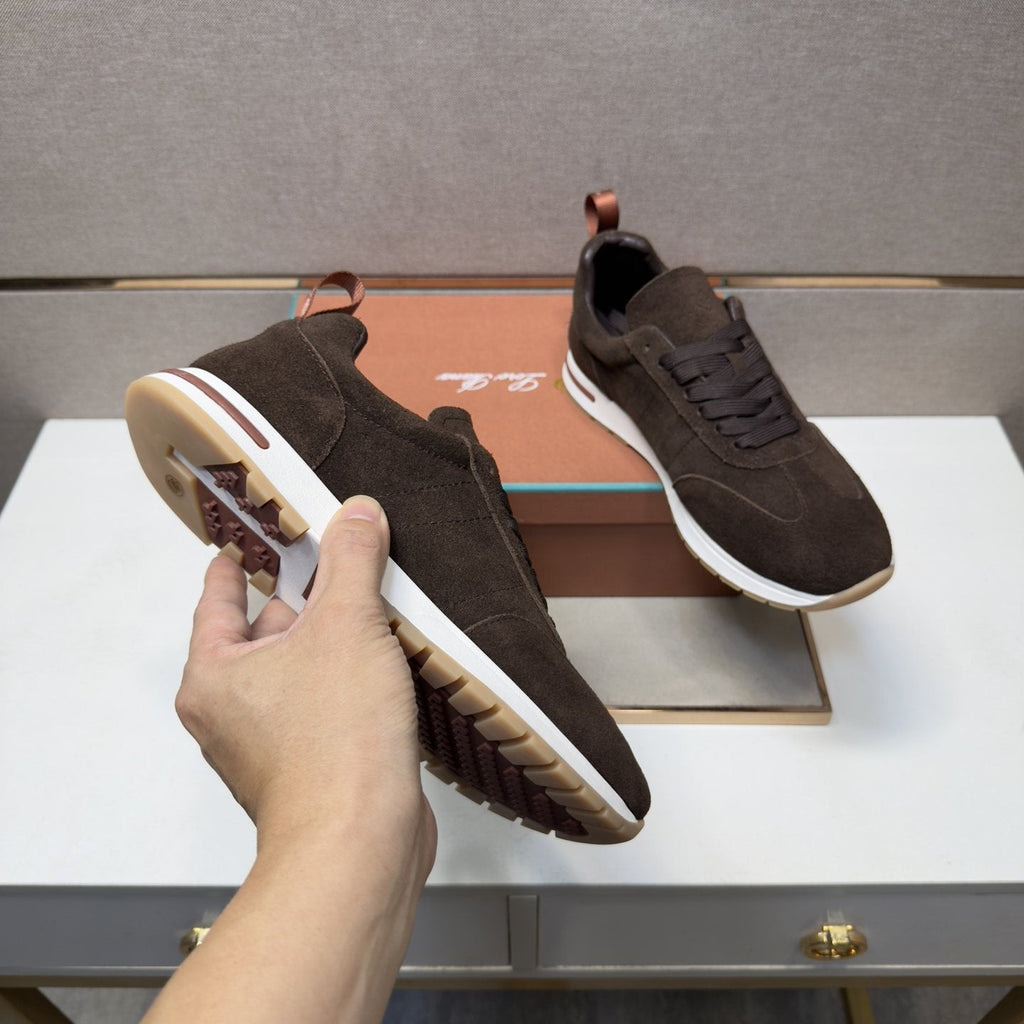 Men's Dark Brown Paneled Sneakers — model