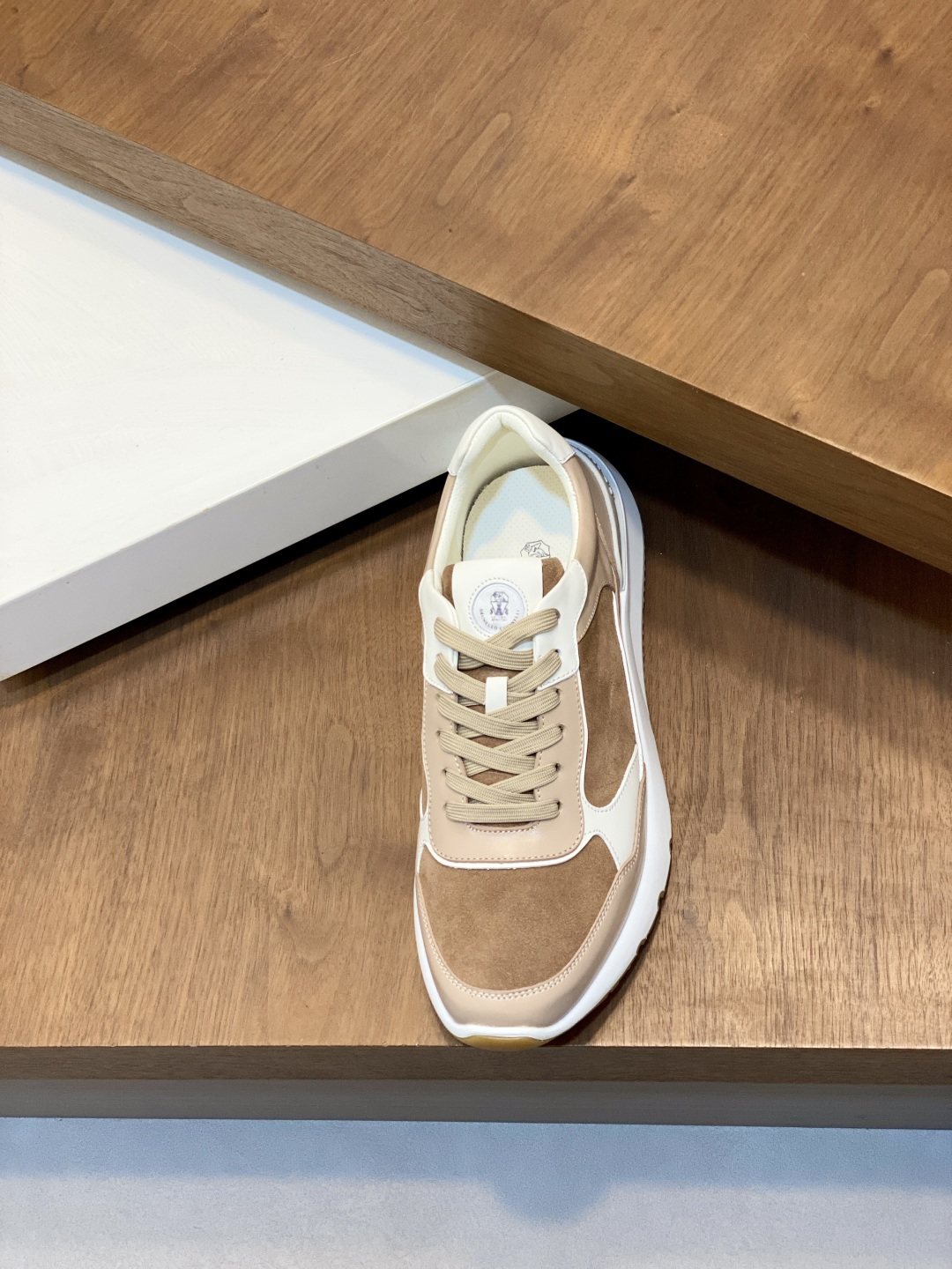 Brunello Cucinelli Tan and Brown Low-Top Sneakers — front