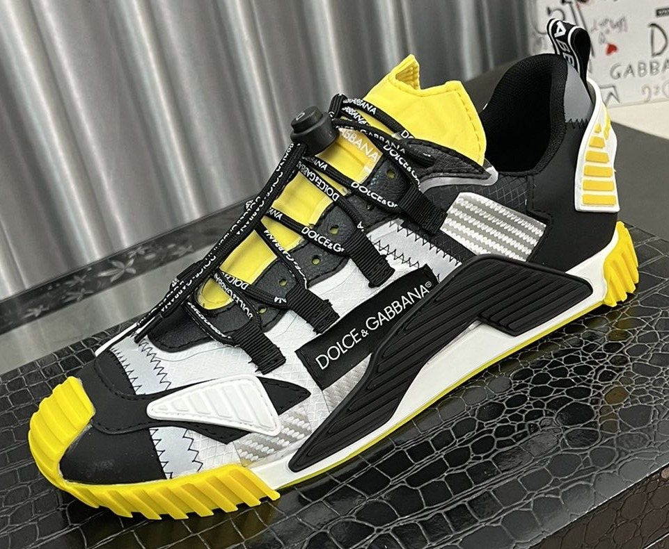Dolce & Gabbana Black, White & Yellow Sneakers — hero