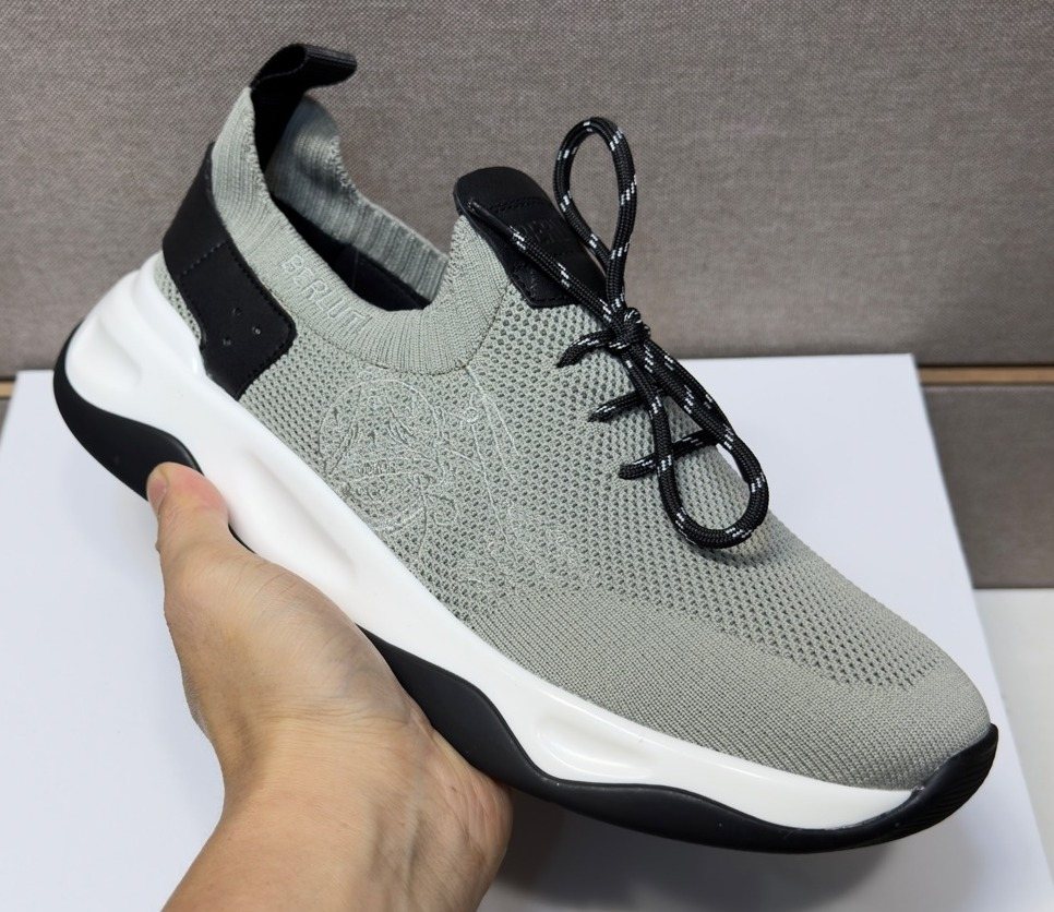 Berluti Gray-Green Lace-Up Sneakers — front