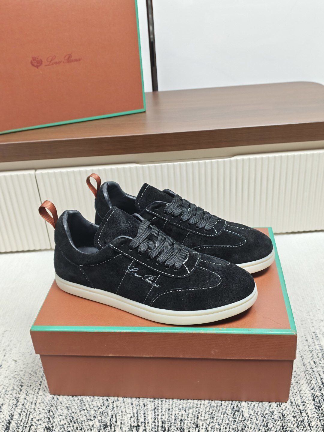 Loro Piana Black Low-Top Sneakers — side