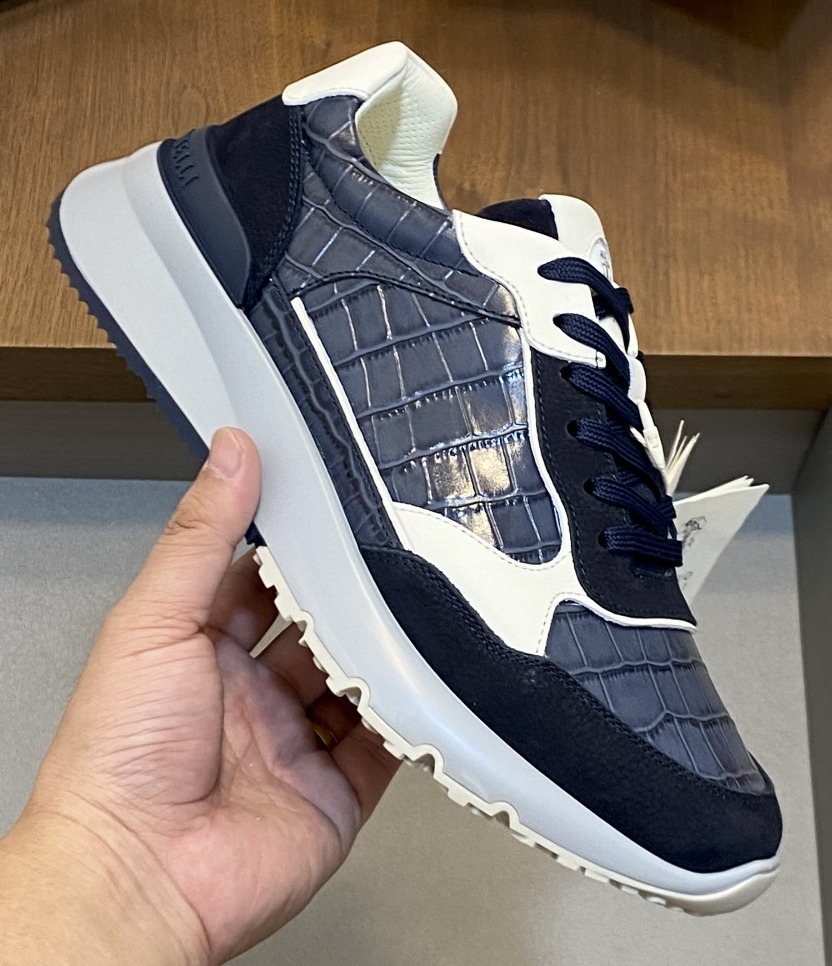 Brunello Cucinelli Navy Paneled Men's Sneakers — front