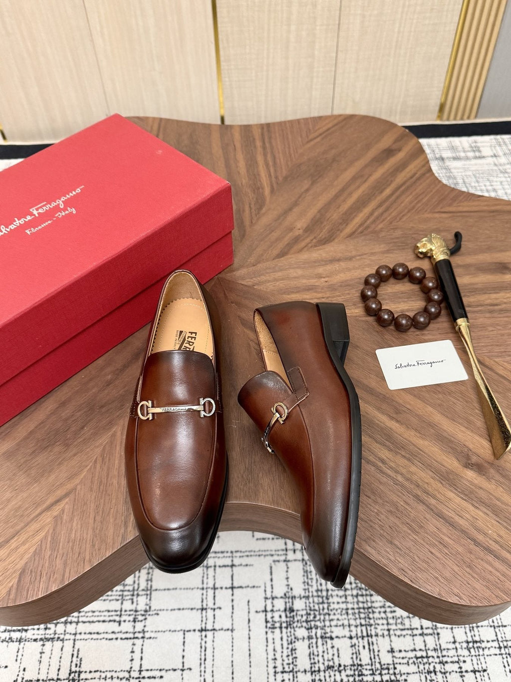 Salvatore Ferragamo Men's Brown Bit Loafers — front