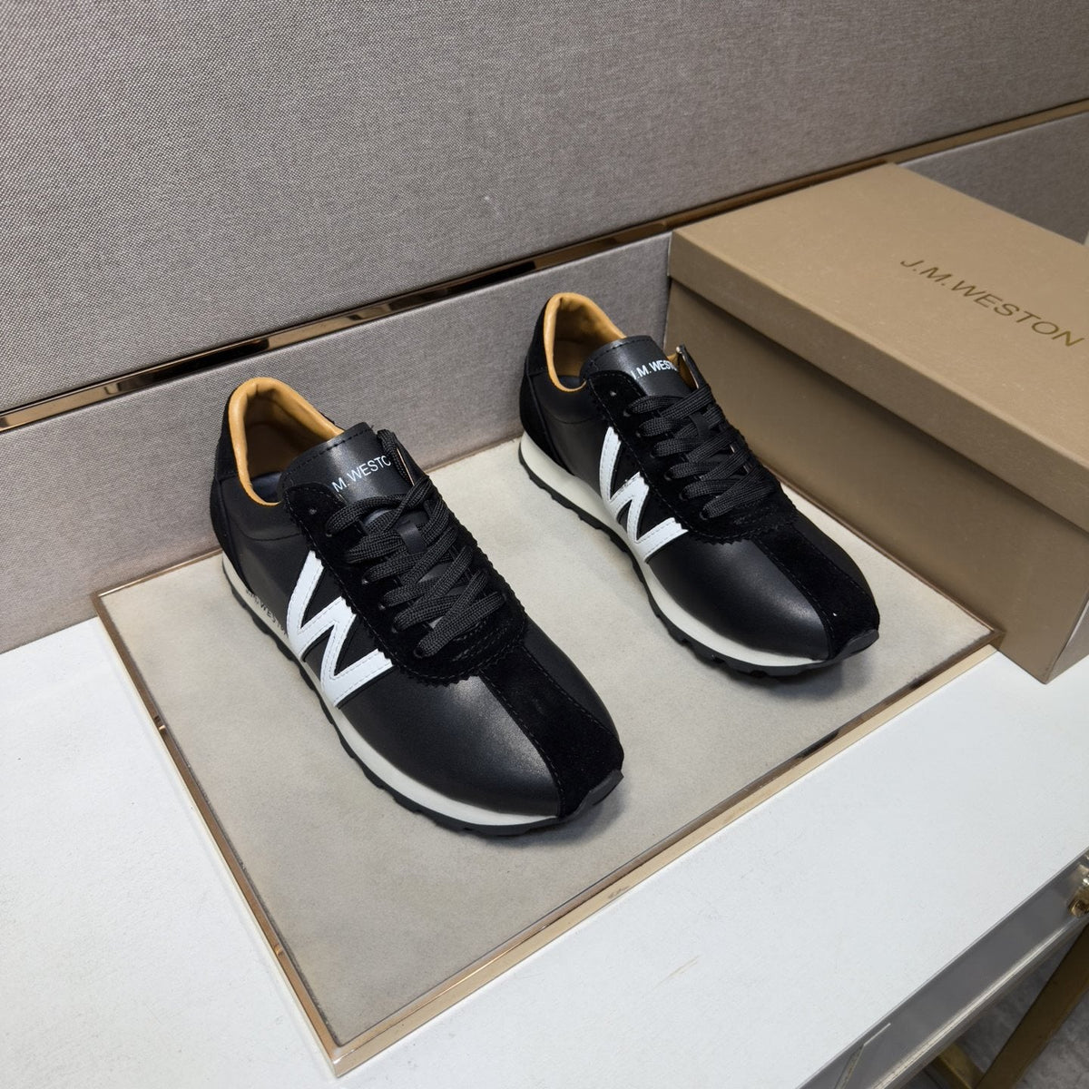 J.M. Weston Black W-Detail Sneakers — front