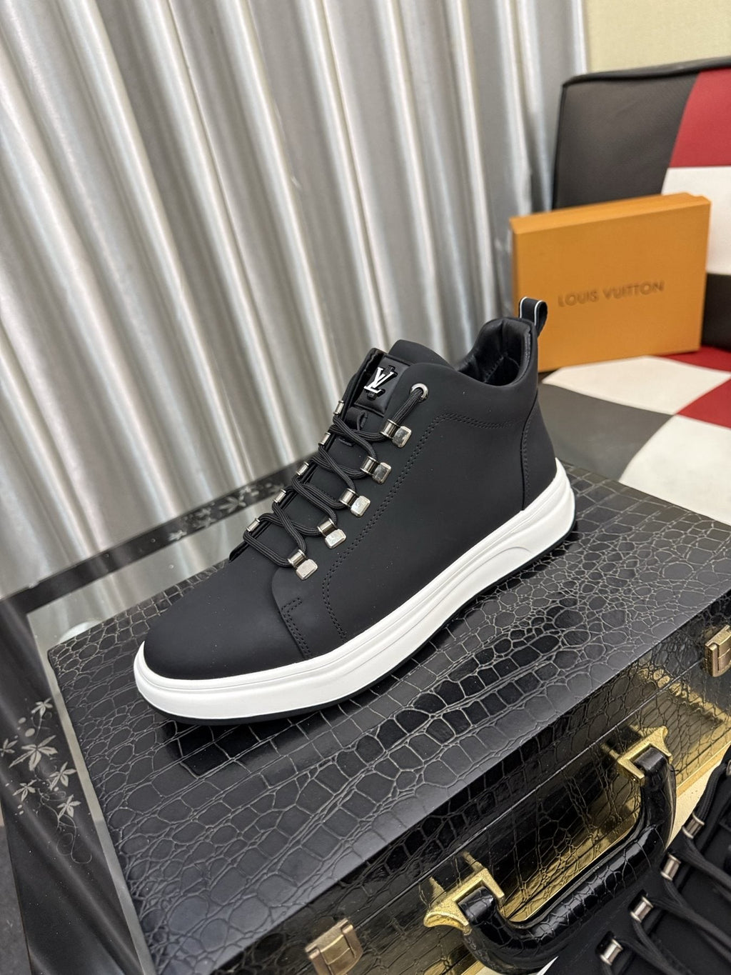 Louis Vuitton Lace-Up High-Top Sneakers — front