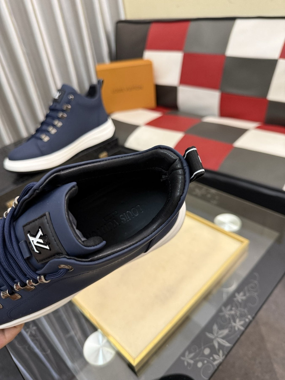 Louis Vuitton Lace-Up High-Top Sneakers — detail
