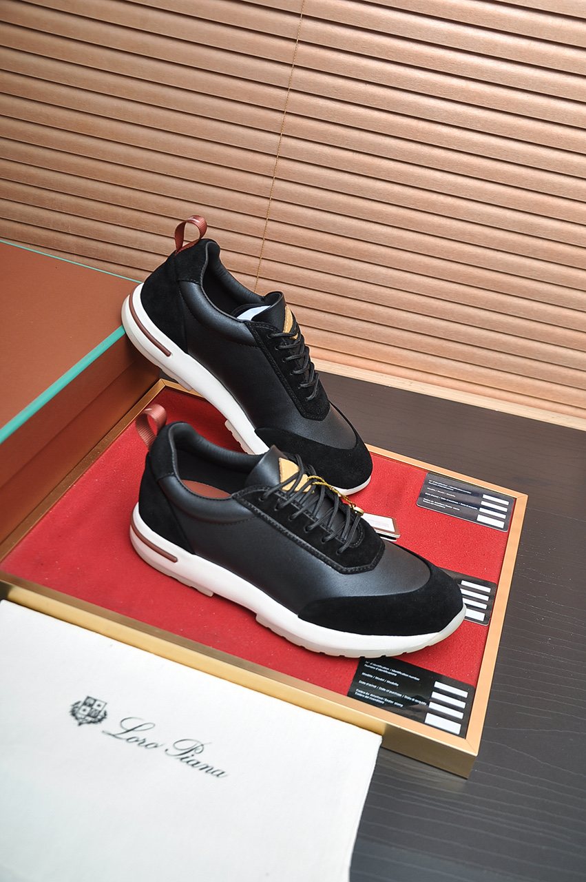Loro Piana Paneled Lace-Up Sneakers — side