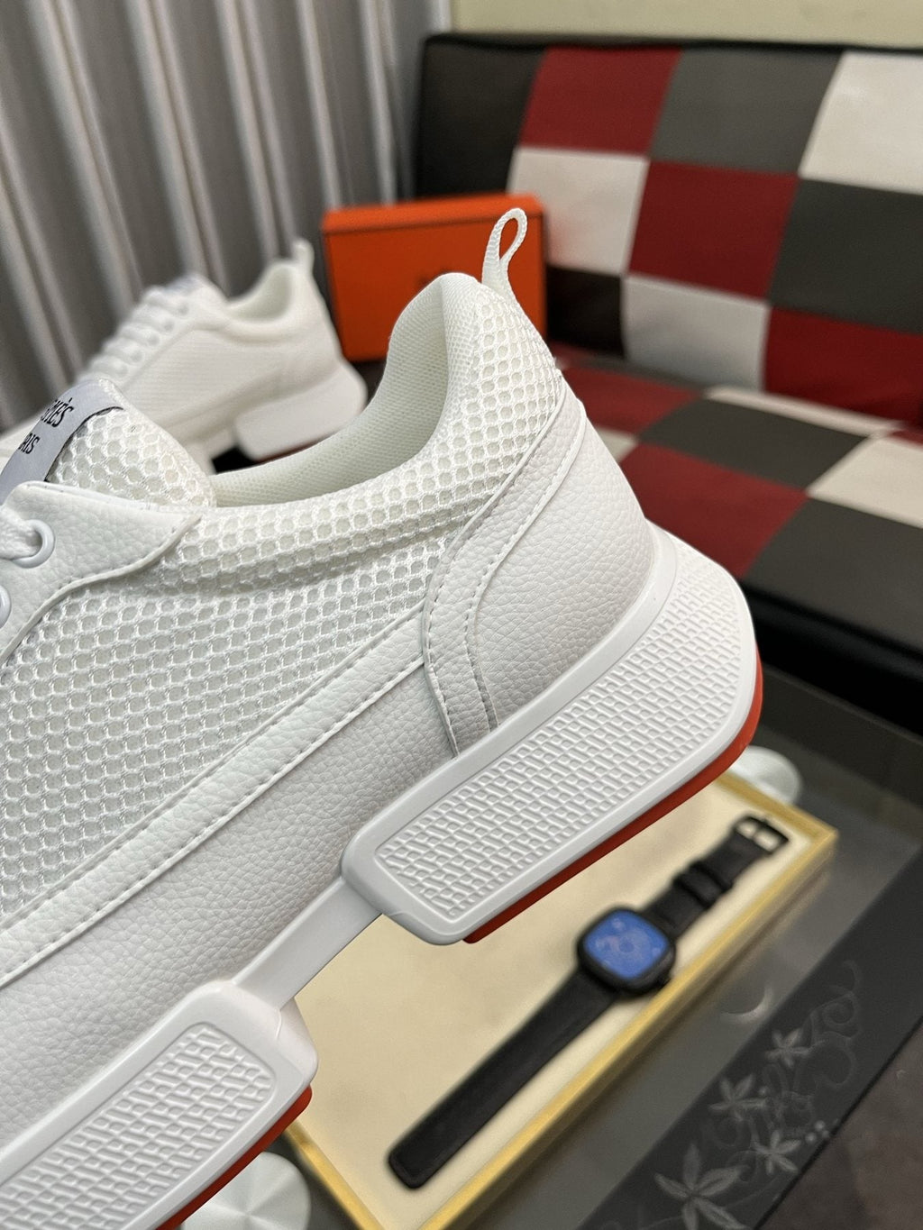 Hermès Layered Lace-Up Sneakers — detail