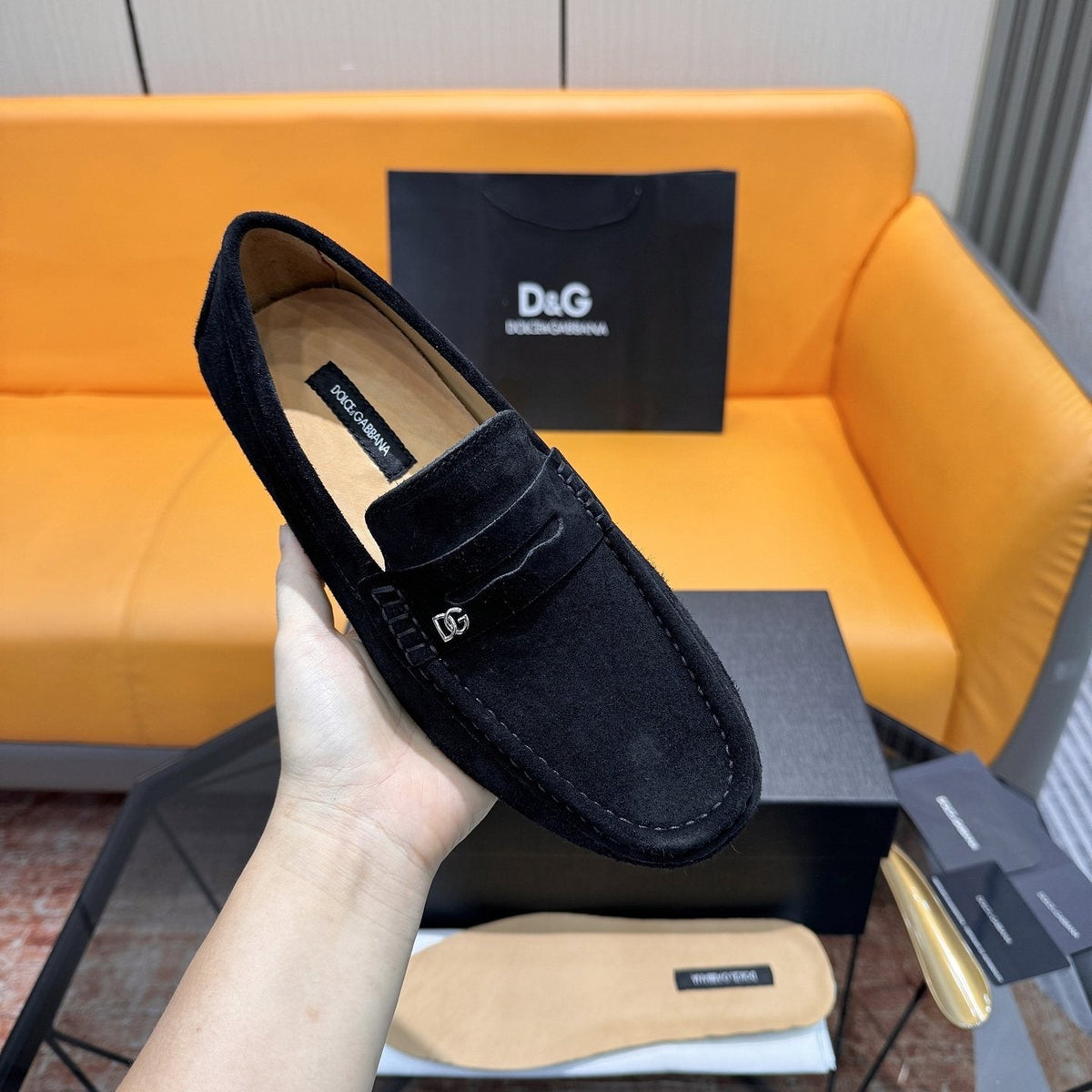 Dolce & Gabbana Moc-Toe Driving Loafers — model