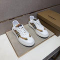 Burberry Plaid-Panel Low-Top Sneakers — hero