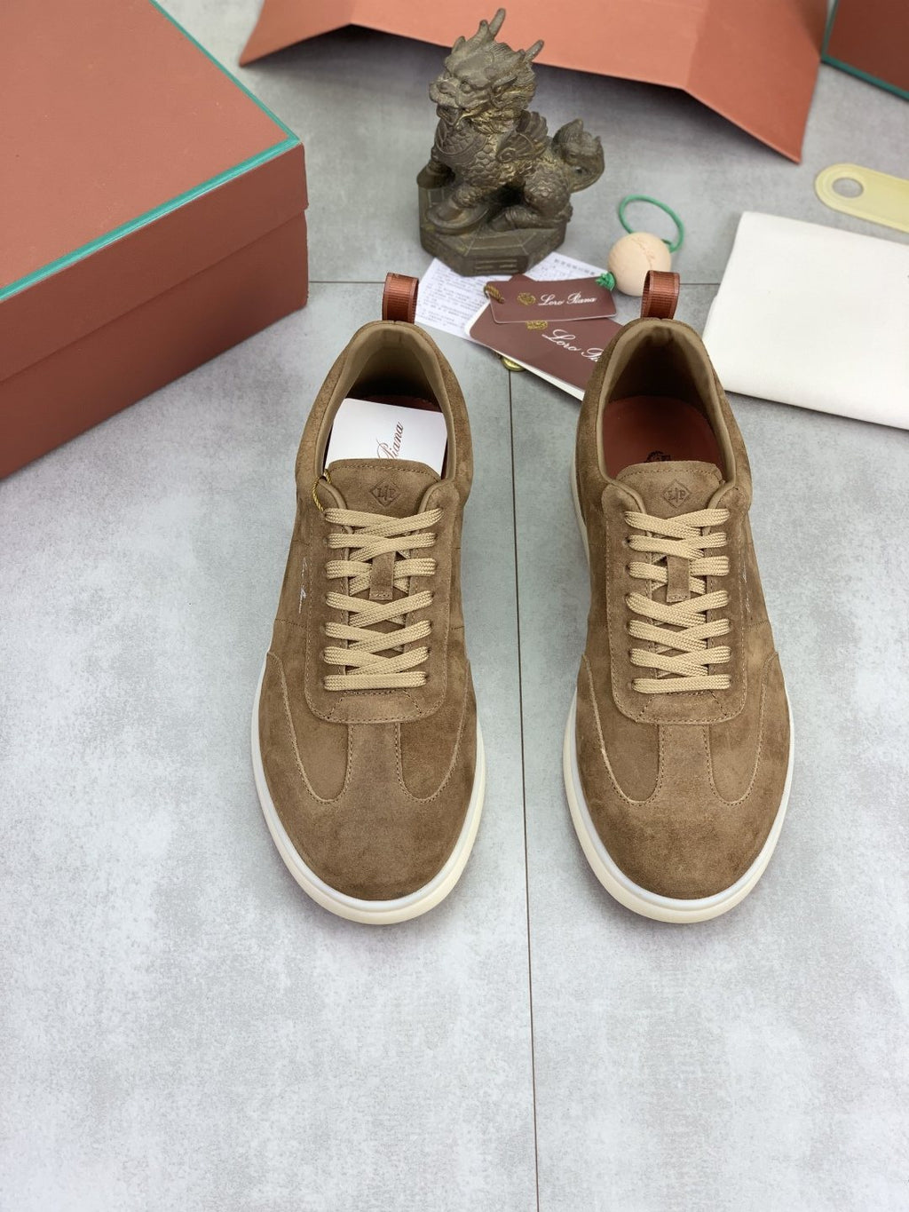 Loro Piana Paneled Low-Top Lace-Up Shoes — front
