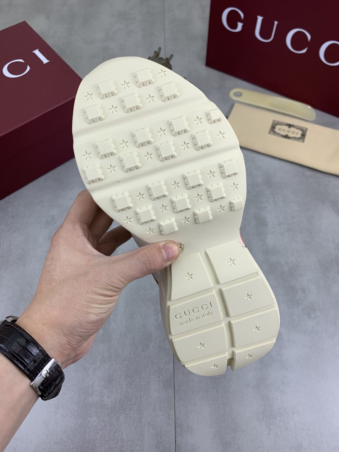 Gucci Strawberry Graphic Chunky Sneakers — detail