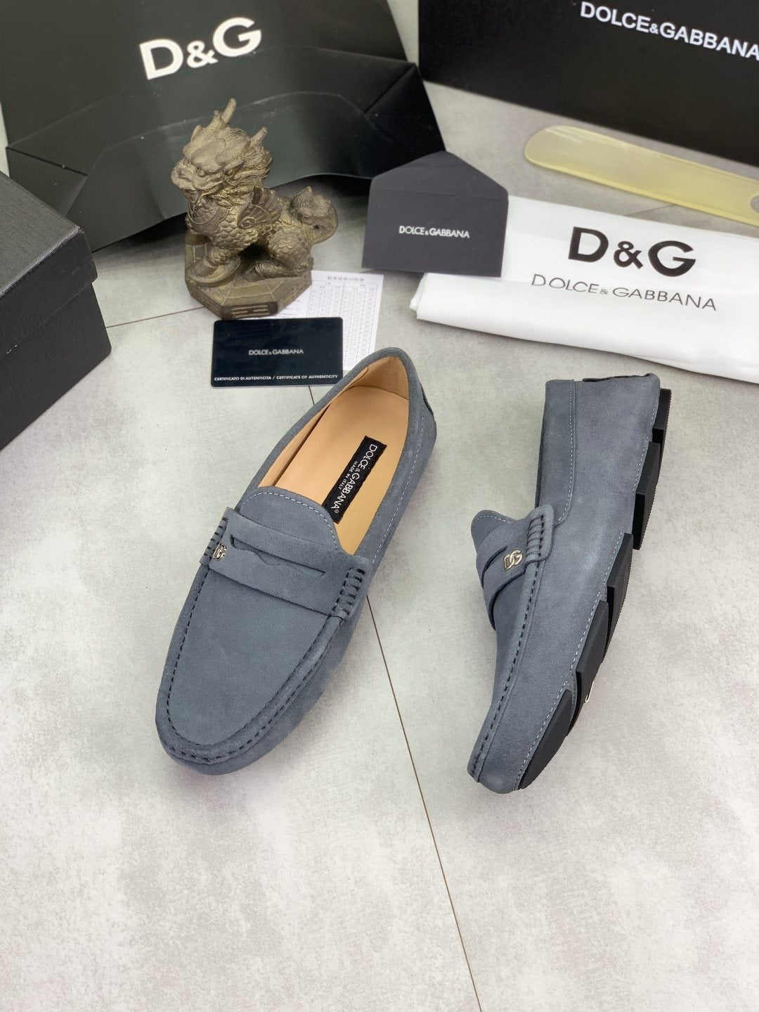 Dolce & Gabbana Men's Stitched-Toe Driving Loafers — front