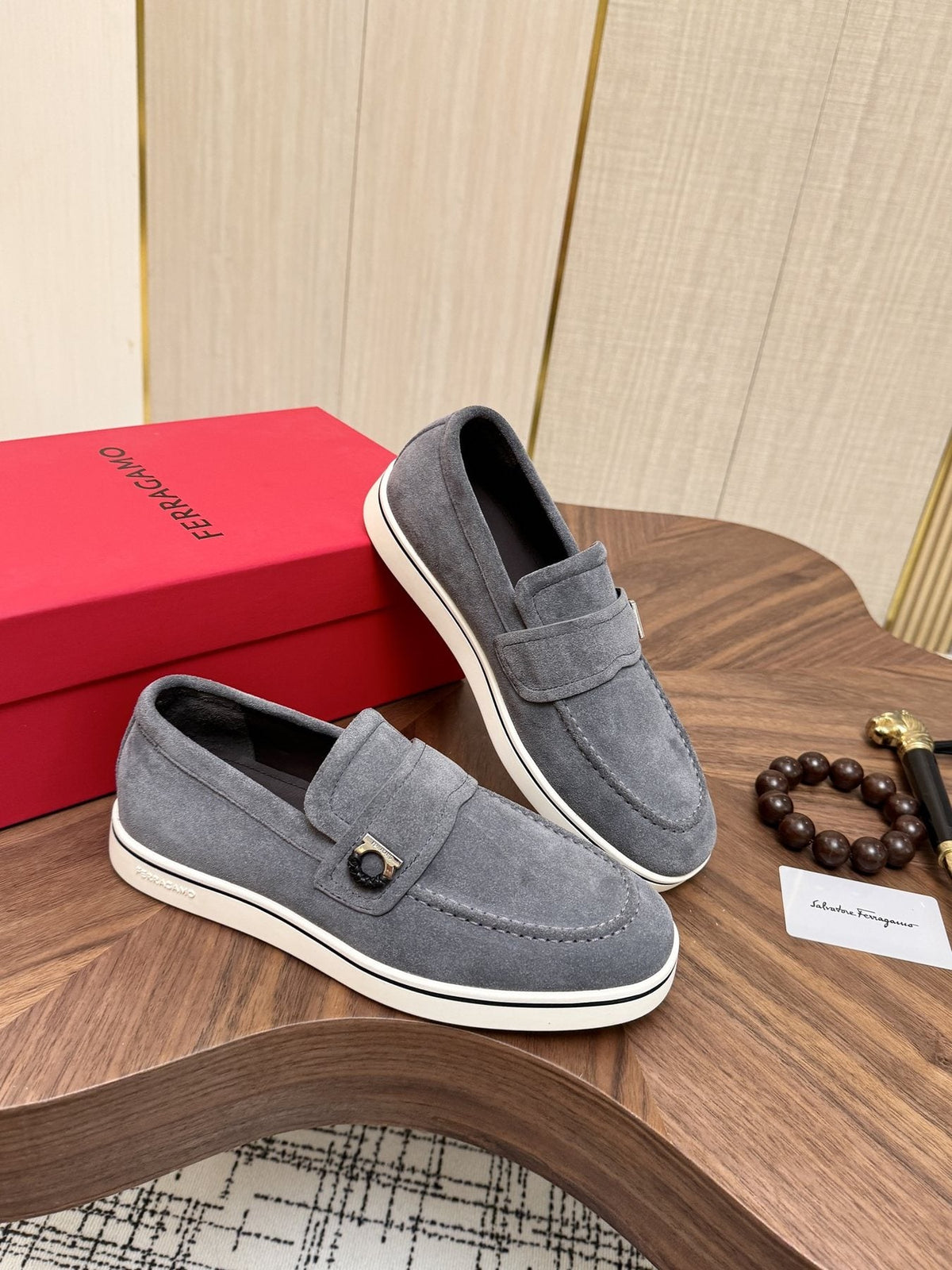Salvatore Ferragamo Men's Textured Slip-On Loafers — front
