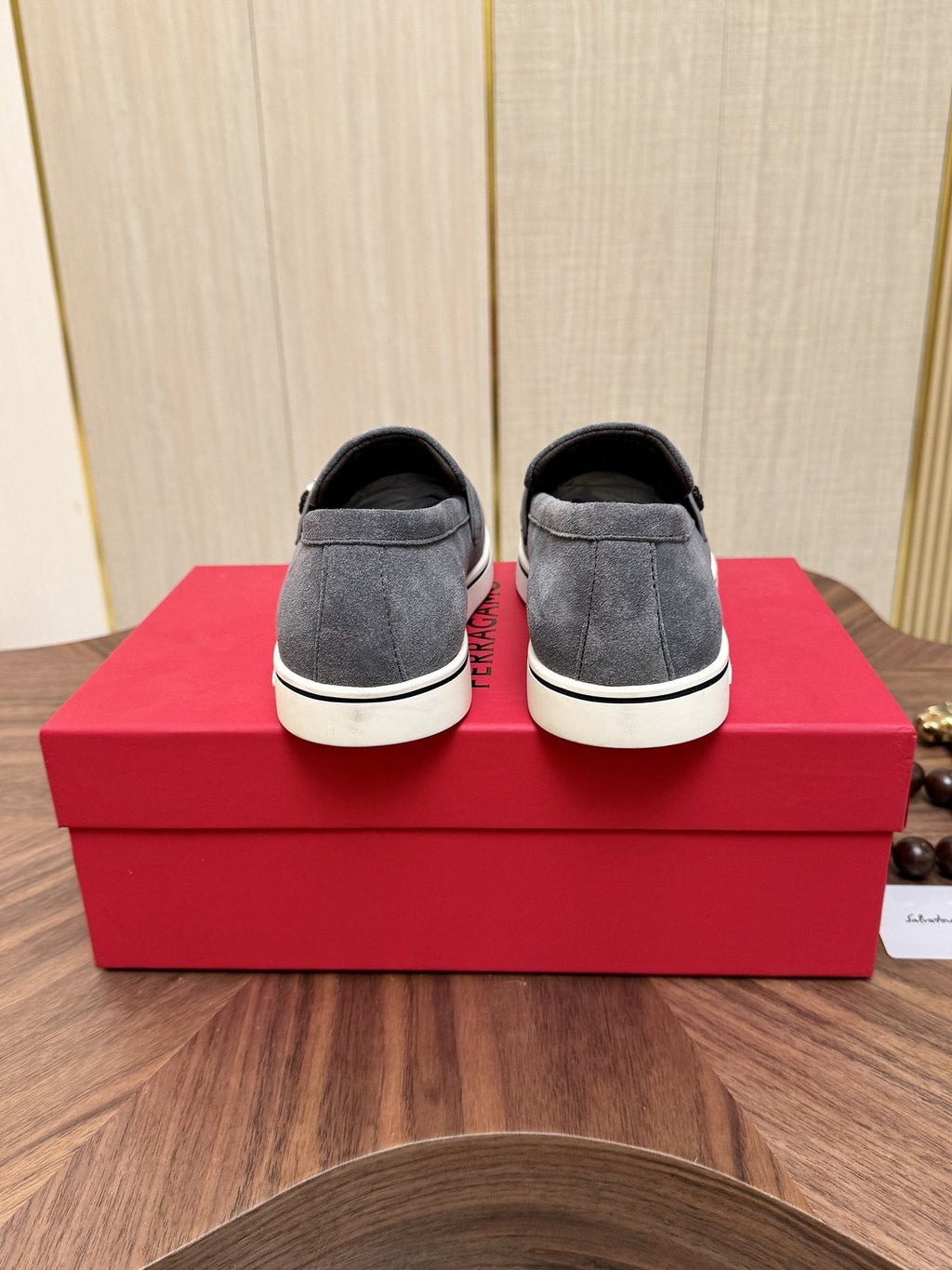 Salvatore Ferragamo Men's Textured Slip-On Loafers — back