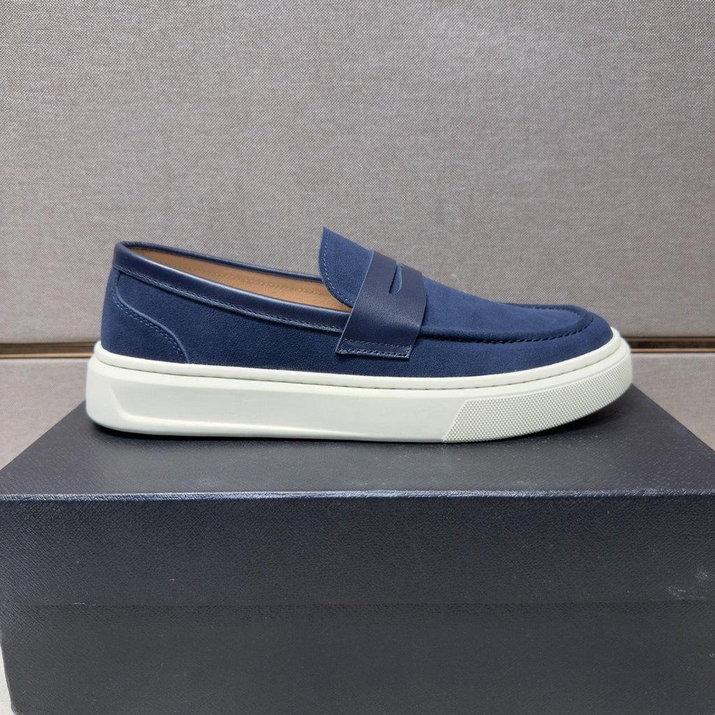 Prada Men's Penny Loafers with White Soles — hero