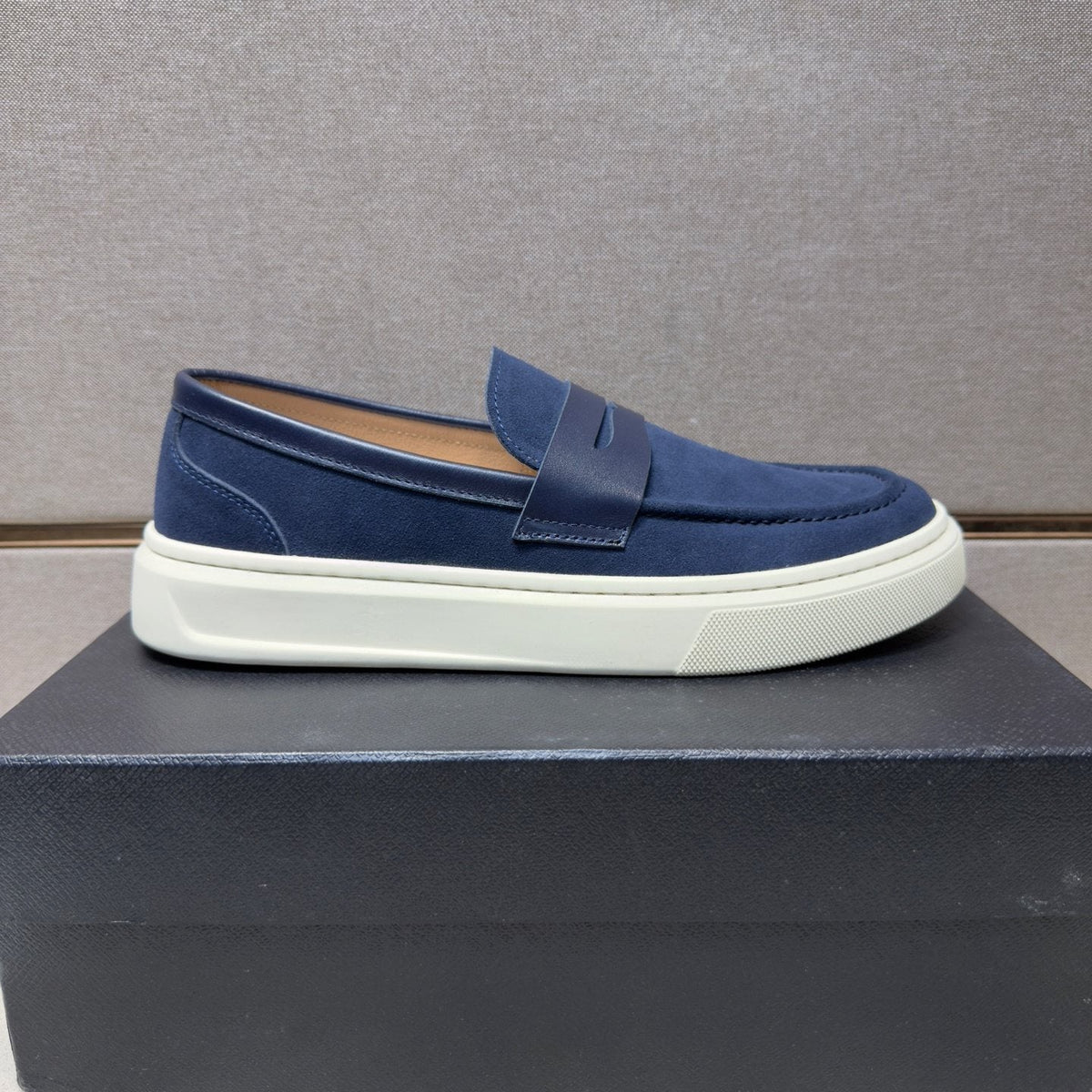 Prada Men's Penny Loafers with White Soles — hero