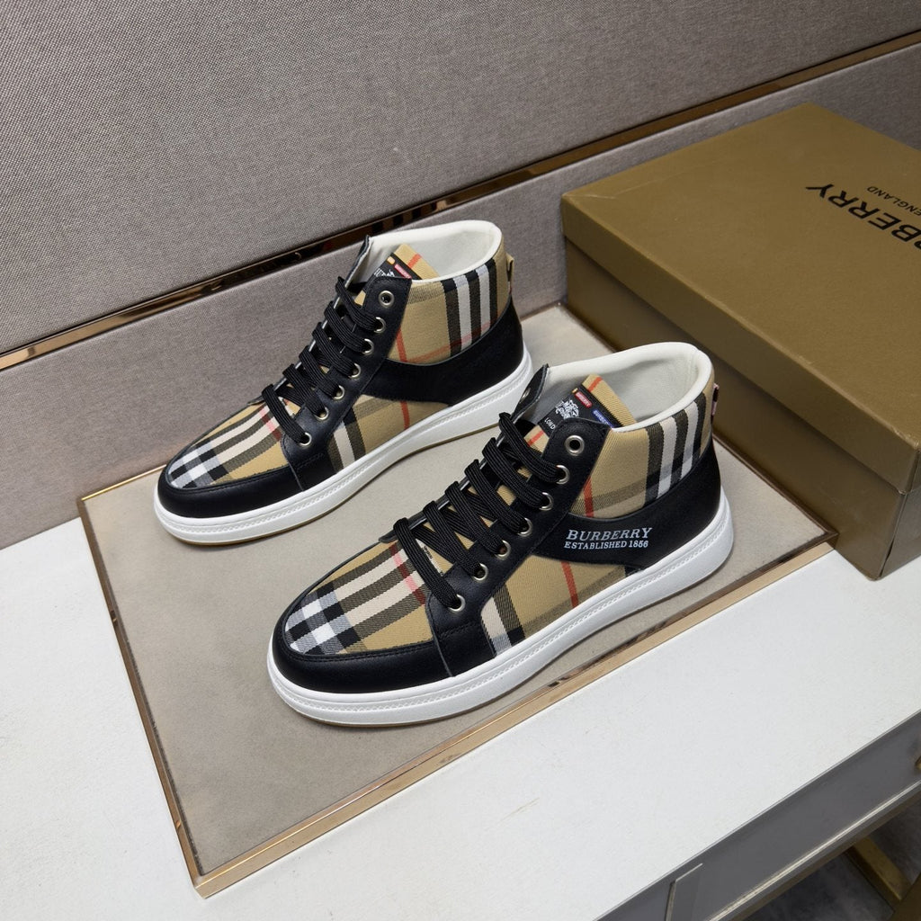 Burberry Men's Plaid High-Top Sneakers — front