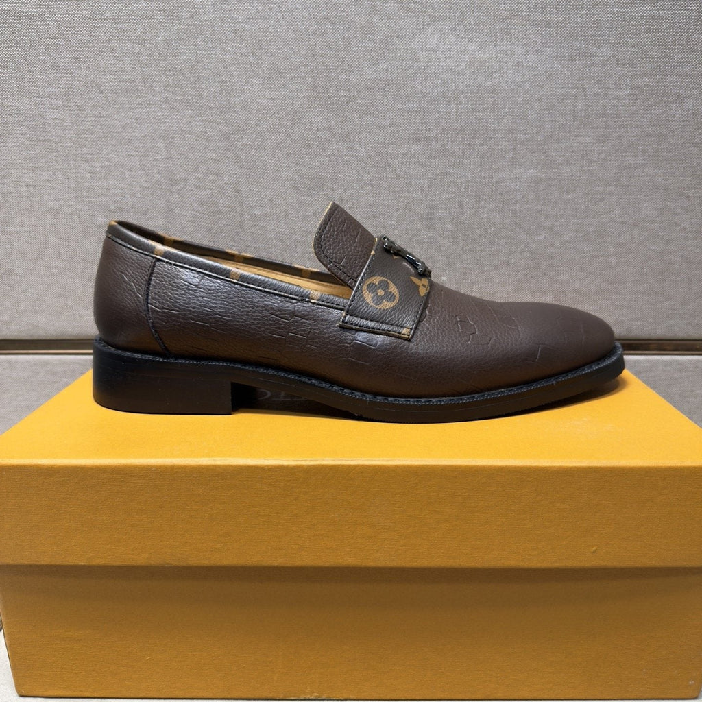 Louis Vuitton Men's Patterned-Strap Loafers — side