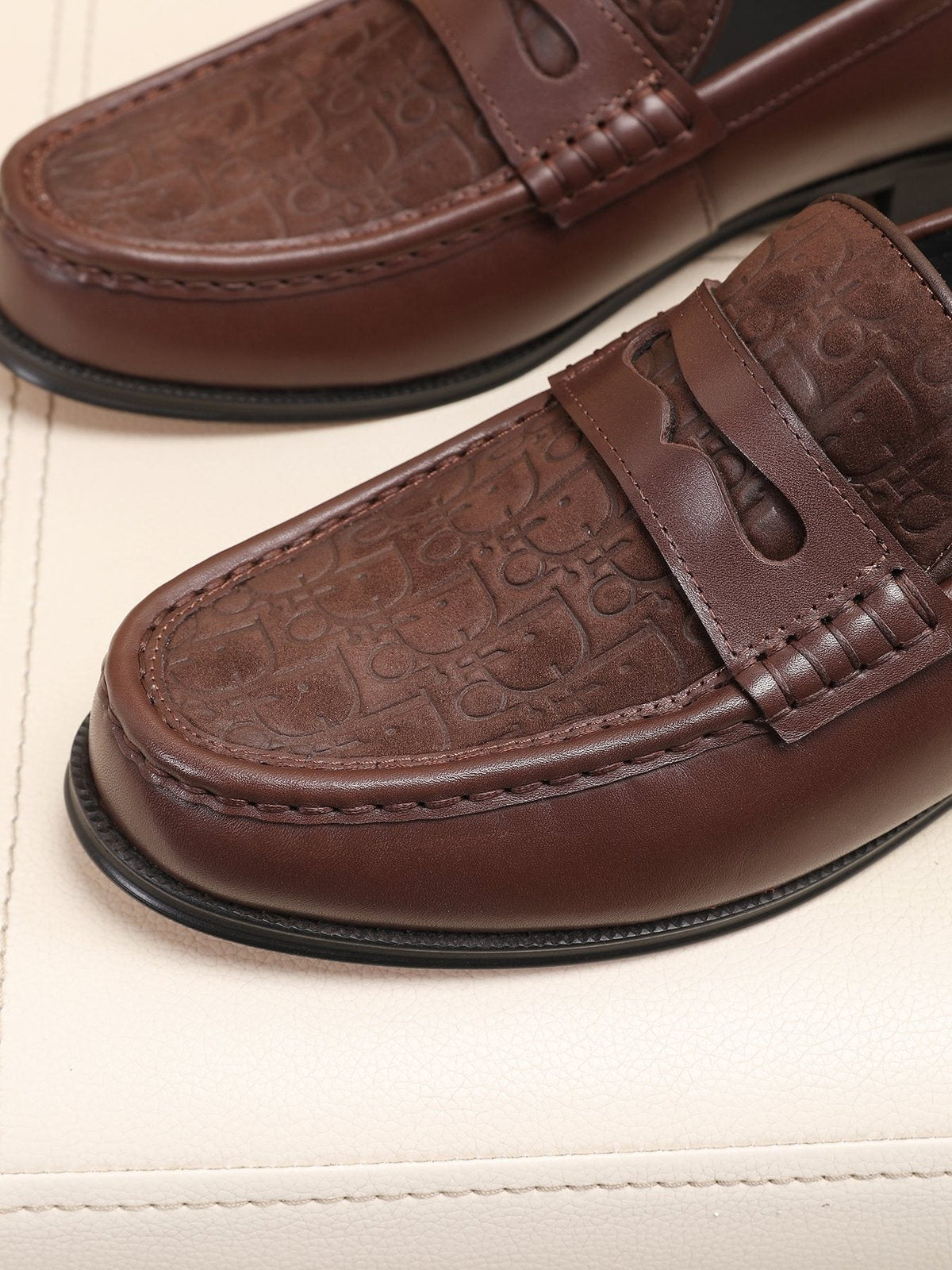 Dior Textured Apron-Toe Loafers — detail