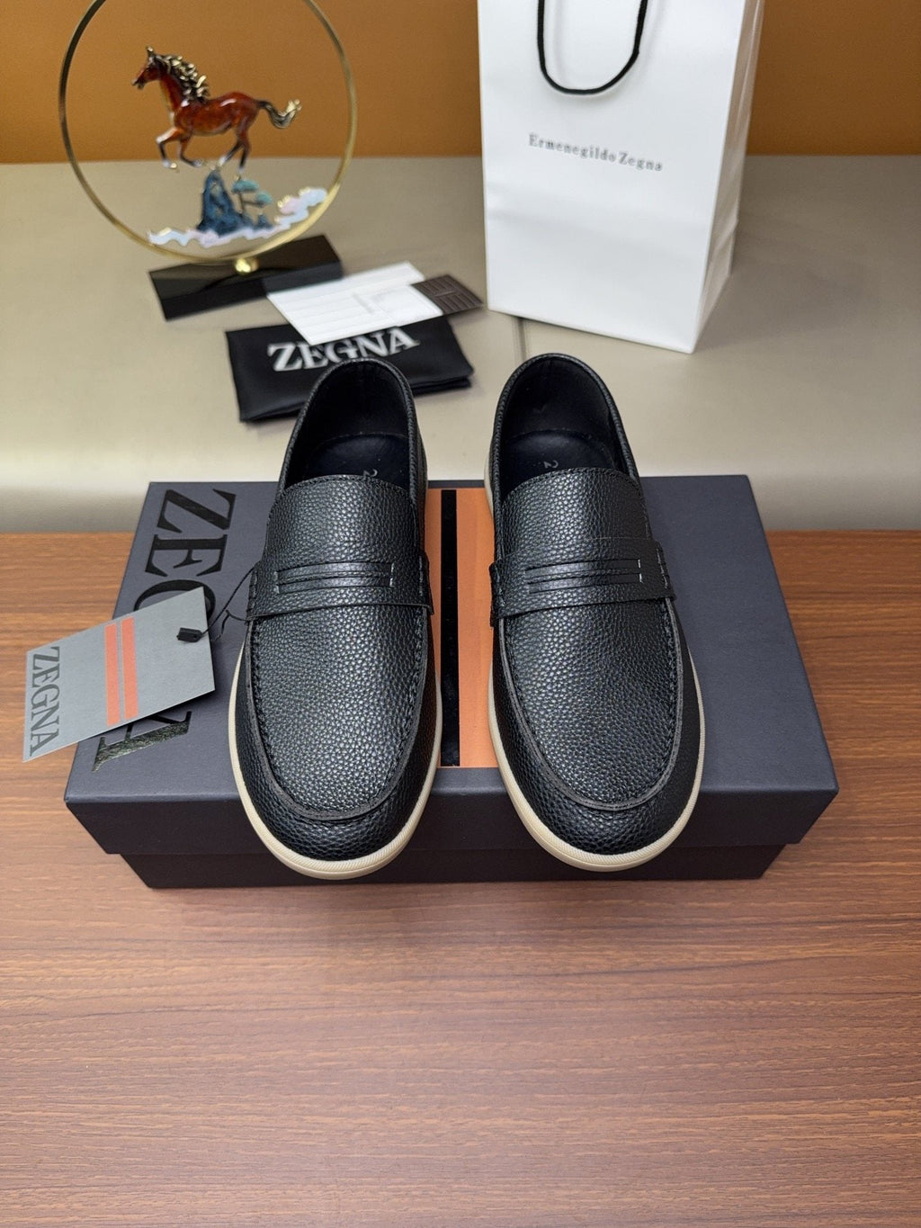Zegna Men's Textured Slip-On Loafers — hero