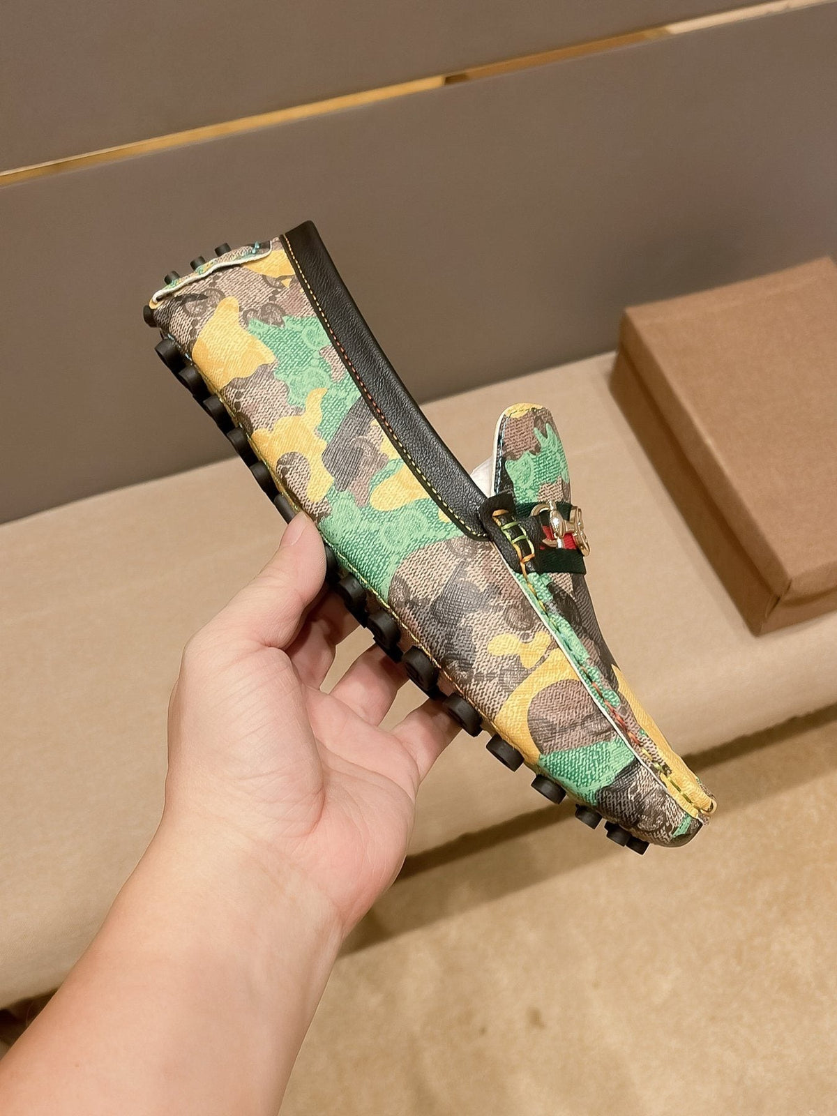 Gucci Patterned Metal-Accent Loafers — side