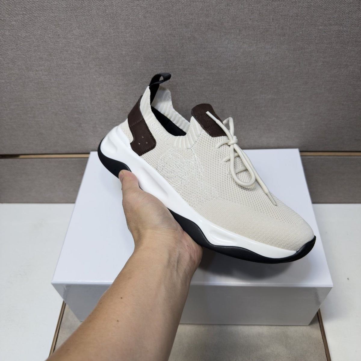 Berluti Mesh-Panel Sculpted-Sole Sneakers — model