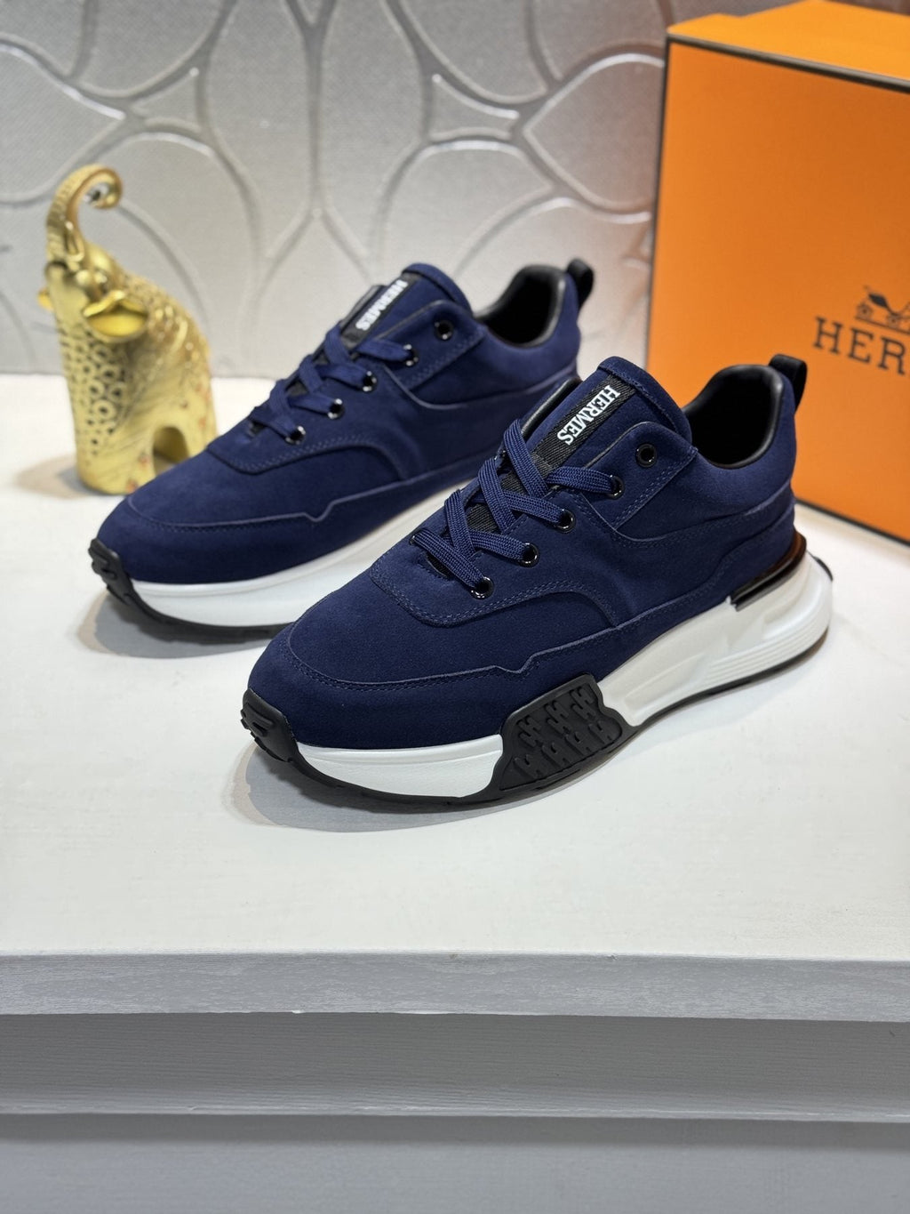 Hermès Men's Paneled Lace-Up Sneakers — front