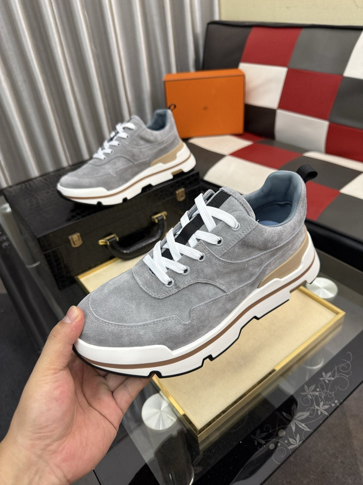 Hermès Layered-Sole Casual Sneakers — model