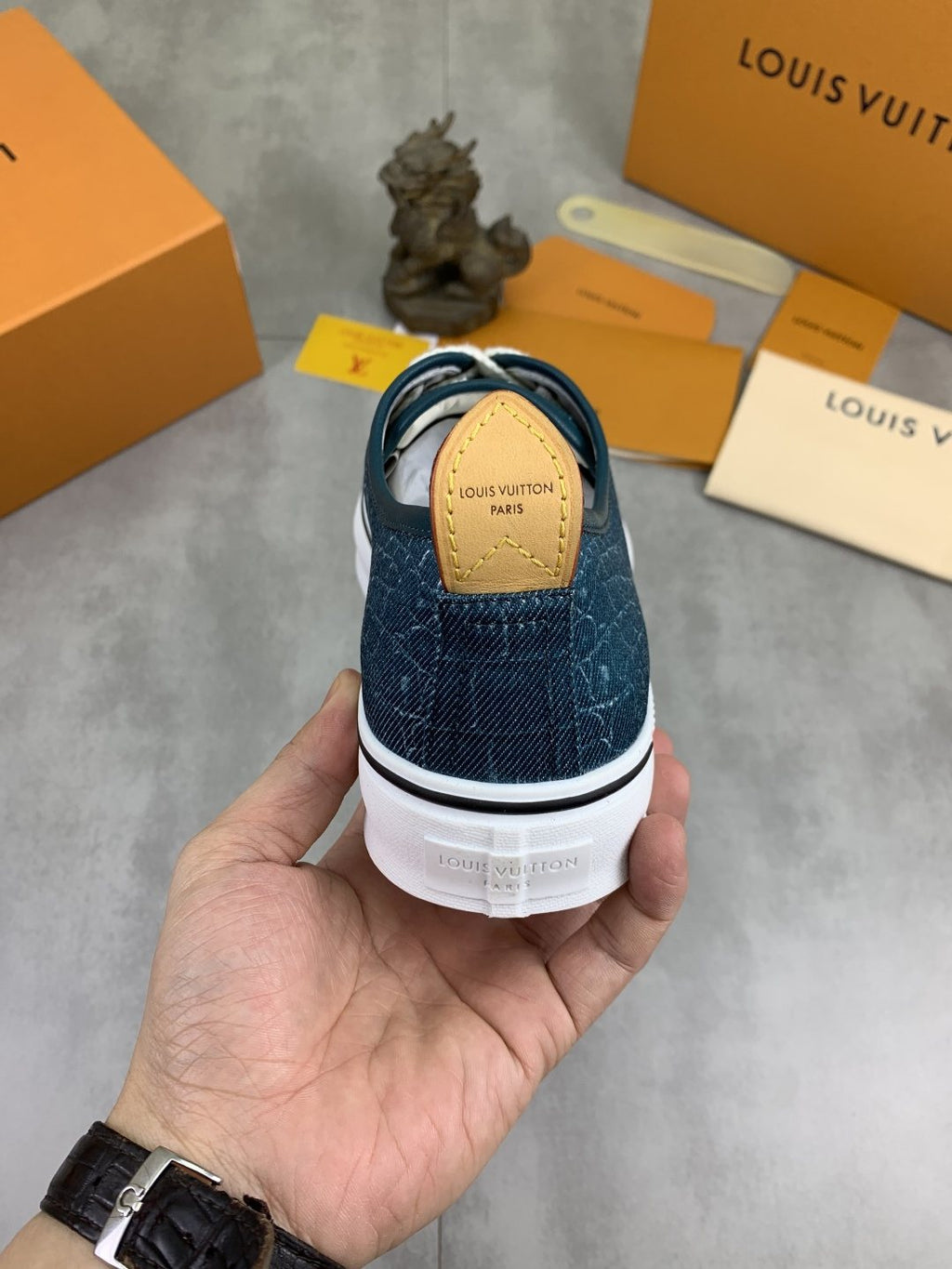 Louis Vuitton Textured Low-Top Sneakers — back