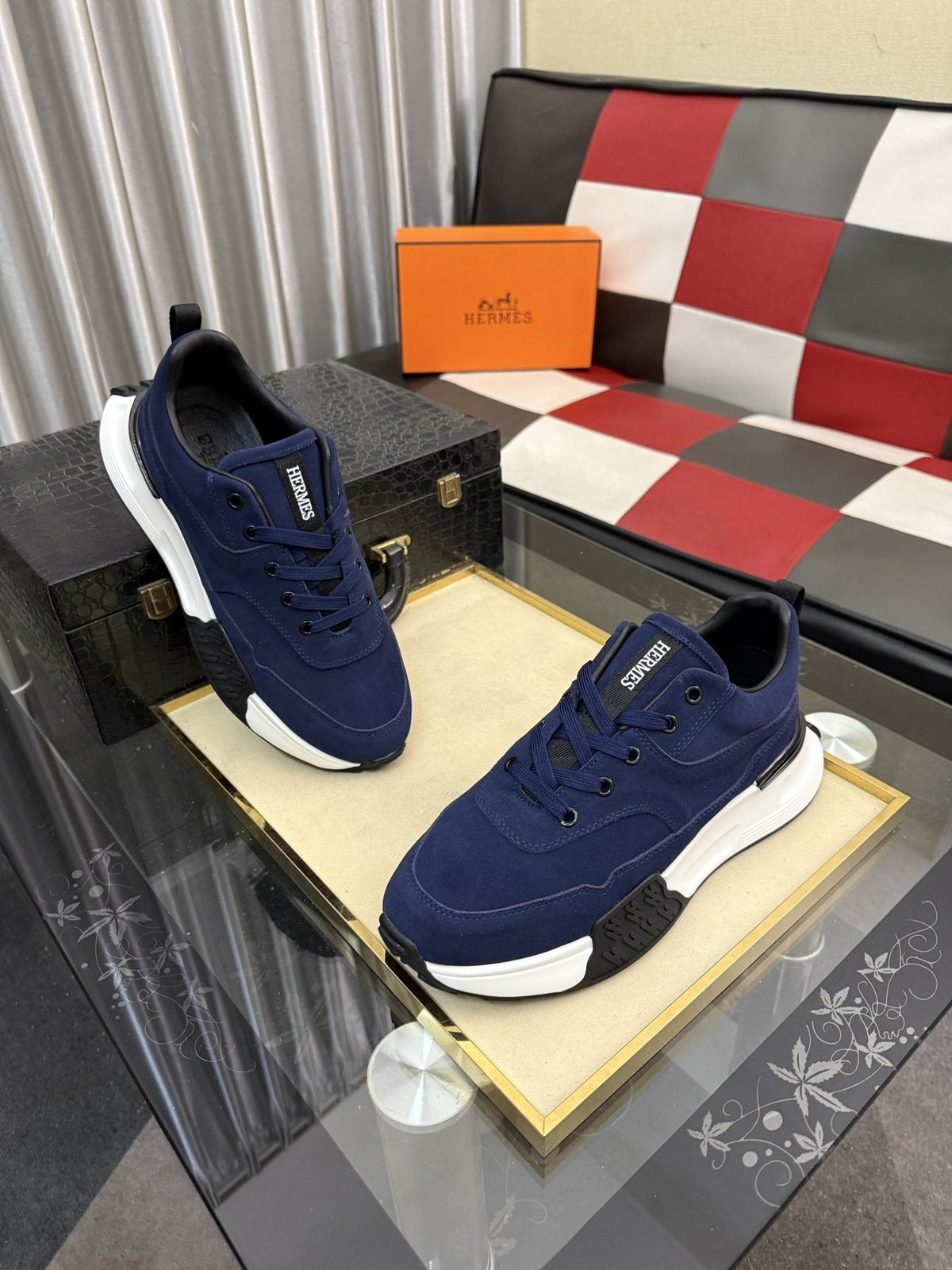 Hermès Layered Low-Top Sneakers — front