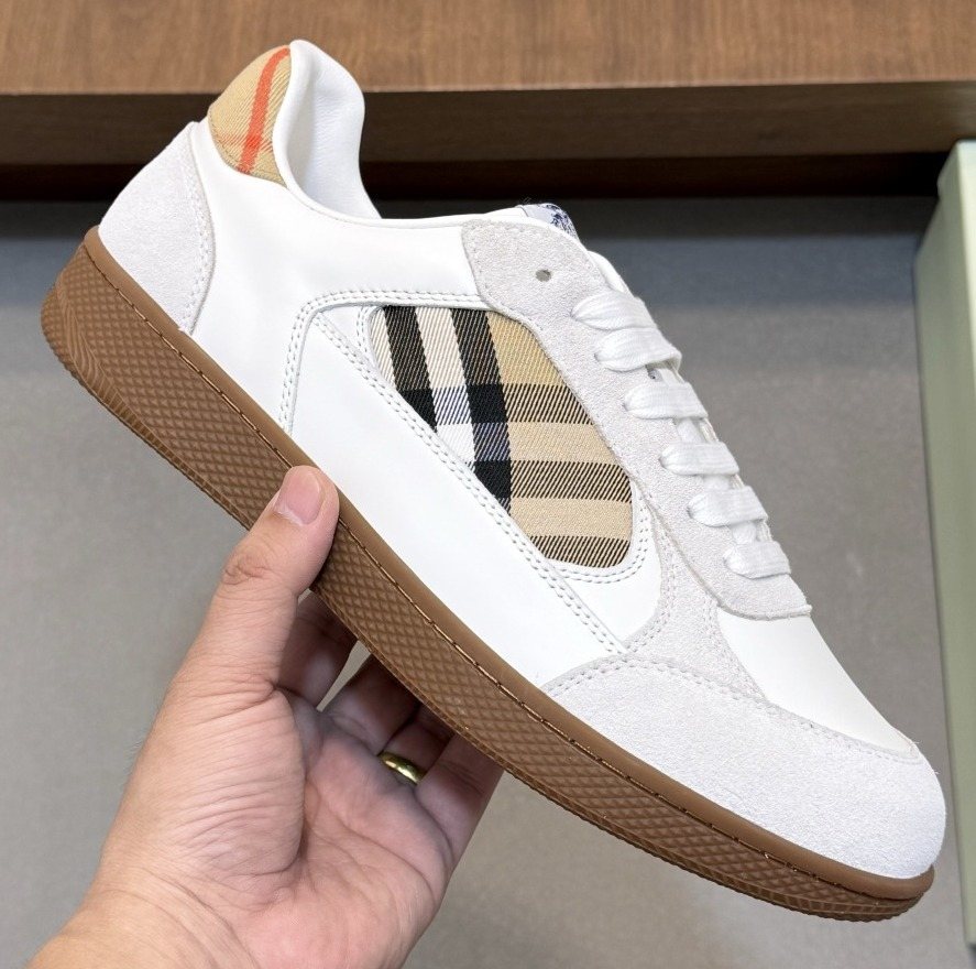 Burberry Check-Panel Low-Top Sneakers — hero